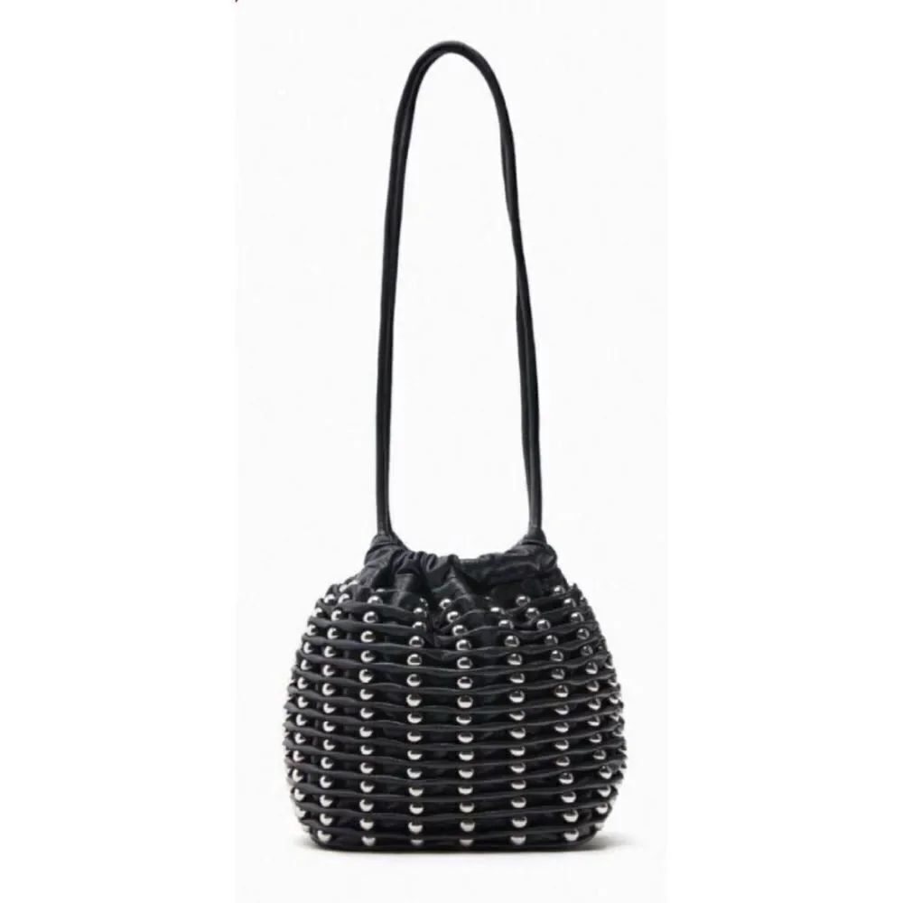 ZARA
STUDDED SOFT BUCKET BAG in Black/ NewโNo Tags